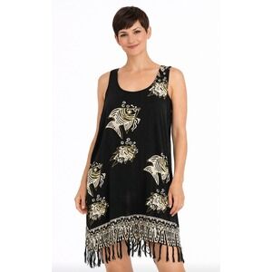 Fish Print Dress Fringed‎ Hem Sleeveless Cover Up Beach Resort Wear One Size